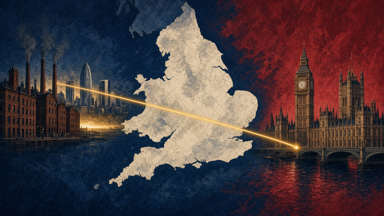 Illustration linking the Manchester and Westminster skylines