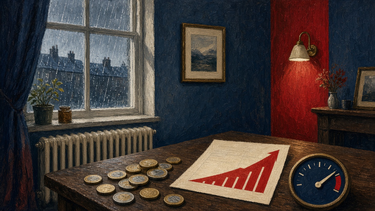 Illustration of an Irish home with a rising energy bill