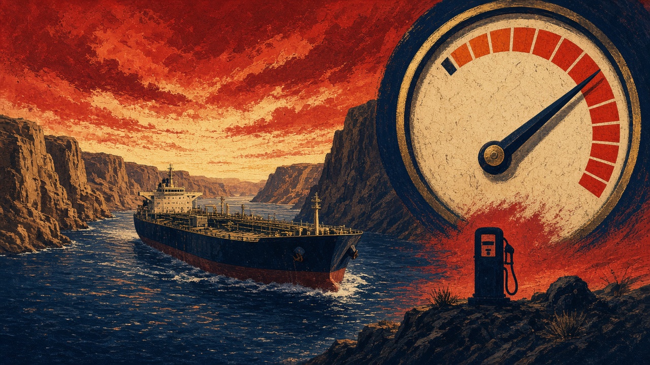 Illustration of a rising oil price graph above a household energy bill