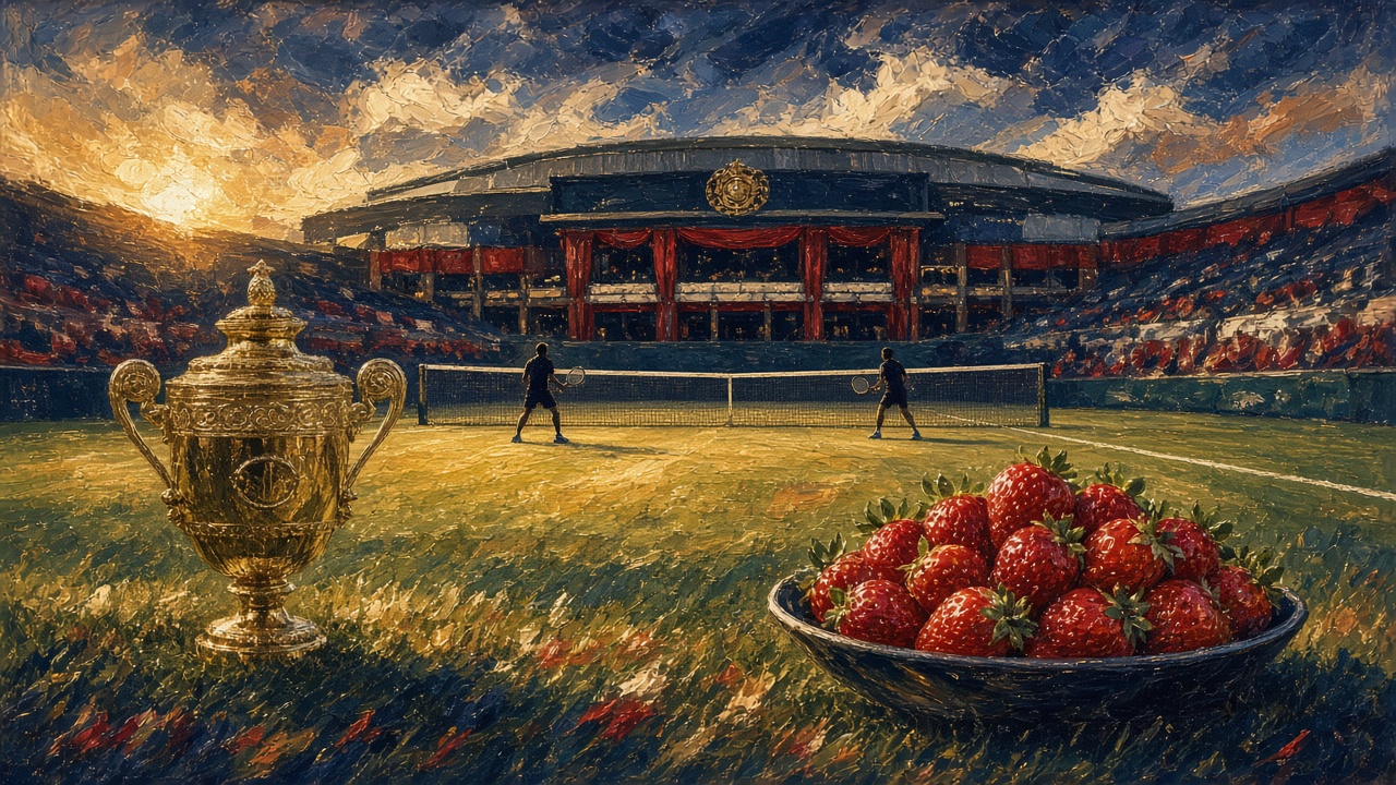 Illustration of Wimbledon's Centre Court on finals weekend